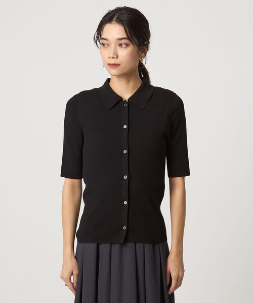 green label relaxing（グリーンレーベルリラクシング）の「＜1_OF MINE＞襟付き リブ 5分袖 ニット マシンウォッシャブル（ニット/セーター・レディース・ブラック/ホワイト/レッド・FREE）」の14枚目の写真