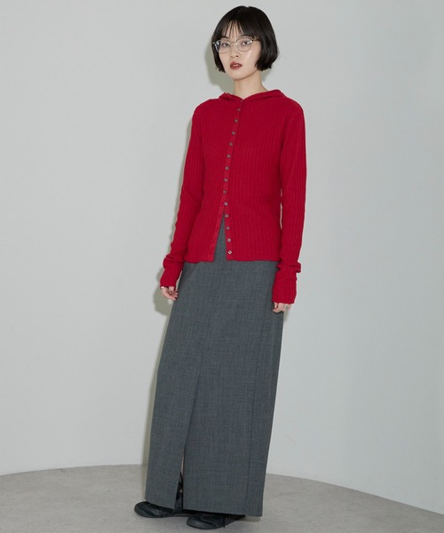 leimn（レイムン）の「リブフーディ―トップス（Tシャツ/カットソー・レディース・ホワイト/レッド/チャコールグレー・FREE）」の19枚目の写真