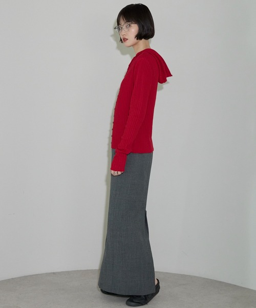 leimn（レイムン）の「リブフーディ―トップス（Tシャツ/カットソー・レディース・ホワイト/レッド/チャコールグレー・FREE）」の17枚目の写真