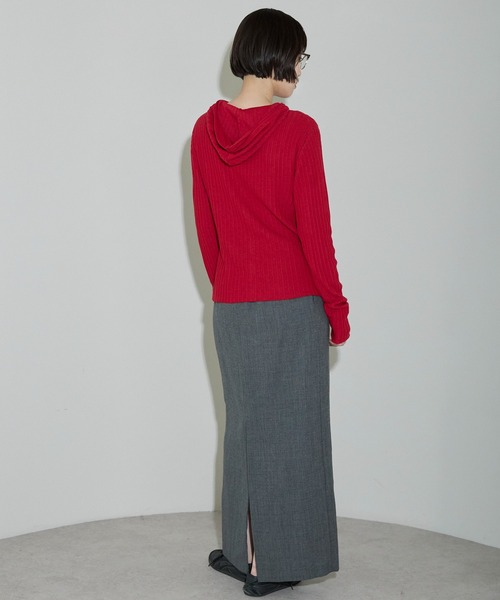 leimn（レイムン）の「リブフーディ―トップス（Tシャツ/カットソー・レディース・ホワイト/レッド/チャコールグレー・FREE）」の15枚目の写真