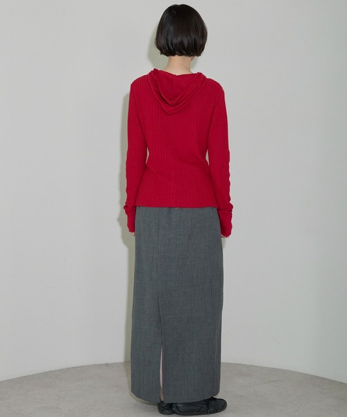 leimn（レイムン）の「リブフーディ―トップス（Tシャツ/カットソー・レディース・ホワイト/レッド/チャコールグレー・FREE）」の14枚目の写真