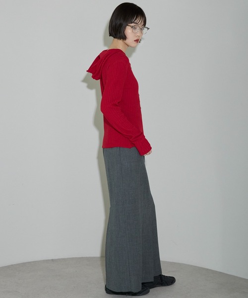 leimn（レイムン）の「リブフーディ―トップス（Tシャツ/カットソー・レディース・ホワイト/レッド/チャコールグレー・FREE）」の13枚目の写真