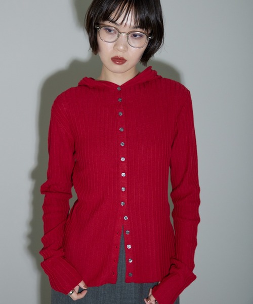 leimn（レイムン）の「リブフーディ―トップス（Tシャツ/カットソー・レディース・ホワイト/レッド/チャコールグレー・FREE）」の8枚目の写真