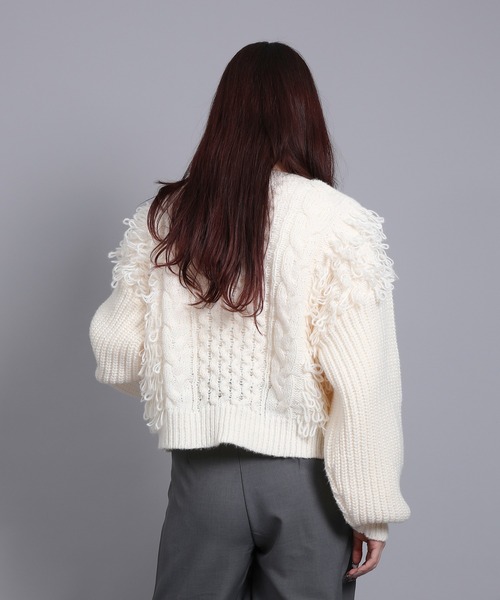 aimoha(アイモハ)の「モヘアタッチループフリンジ使いニット (AW)(ニット/セーター・レディース・モカ/ブラック/グレー/オフホワイト・FREE)」の9枚目の写真