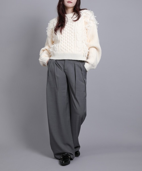 aimoha(アイモハ)の「モヘアタッチループフリンジ使いニット (AW)(ニット/セーター・レディース・モカ/ブラック/グレー/オフホワイト・FREE)」の5枚目の写真