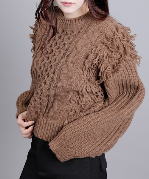 aimoha(アイモハ)の「モヘアタッチループフリンジ使いニット (AW)(ニット/セーター・レディース・モカ/ブラック/グレー/オフホワイト・FREE)」の17枚目の写真