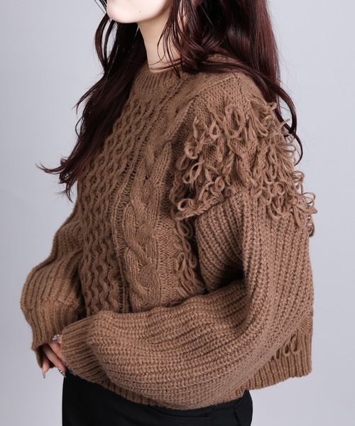 aimoha(アイモハ)の「モヘアタッチループフリンジ使いニット (AW)(ニット/セーター・レディース・モカ/ブラック/グレー/オフホワイト・FREE)」の18枚目の写真