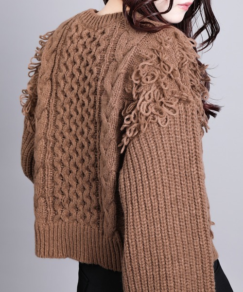 aimoha(アイモハ)の「モヘアタッチループフリンジ使いニット (AW)(ニット/セーター・レディース・モカ/ブラック/グレー/オフホワイト・FREE)」の21枚目の写真