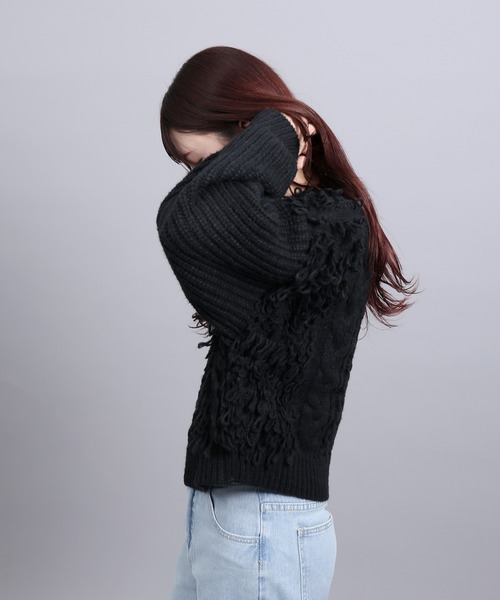 aimoha(アイモハ)の「モヘアタッチループフリンジ使いニット (AW)(ニット/セーター・レディース・モカ/ブラック/グレー/オフホワイト・FREE)」の16枚目の写真