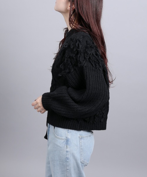 aimoha(アイモハ)の「モヘアタッチループフリンジ使いニット (AW)(ニット/セーター・レディース・モカ/ブラック/グレー/オフホワイト・FREE)」の14枚目の写真