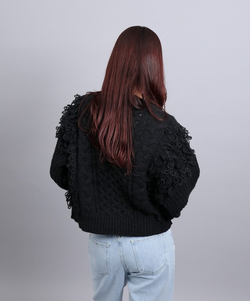 aimoha(アイモハ)の「モヘアタッチループフリンジ使いニット (AW)(ニット/セーター・レディース・モカ/ブラック/グレー/オフホワイト・FREE)」の12枚目の写真
