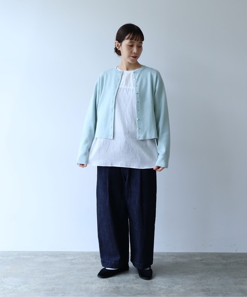 yuni（ユニ　）の「コットンスムース　ショートカーディガン（カーディガン/ボレロ・レディース・ブラウン/ブルー/サックスブルー/ブラック・FREE）」の8枚目の写真