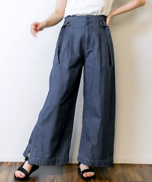 MARAI（マーライ）の「デニム裾ベンツワイドパンツ（デニムパンツ・レディース・ネイビー/ブルー・3L/L/LL/M/4L）」の8枚目の写真