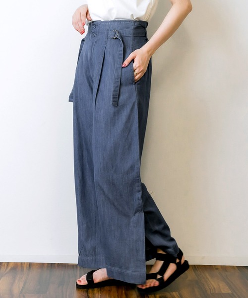 MARAI（マーライ）の「デニム裾ベンツワイドパンツ（デニムパンツ・レディース・ネイビー/ブルー・3L/L/LL/M/4L）」の9枚目の写真