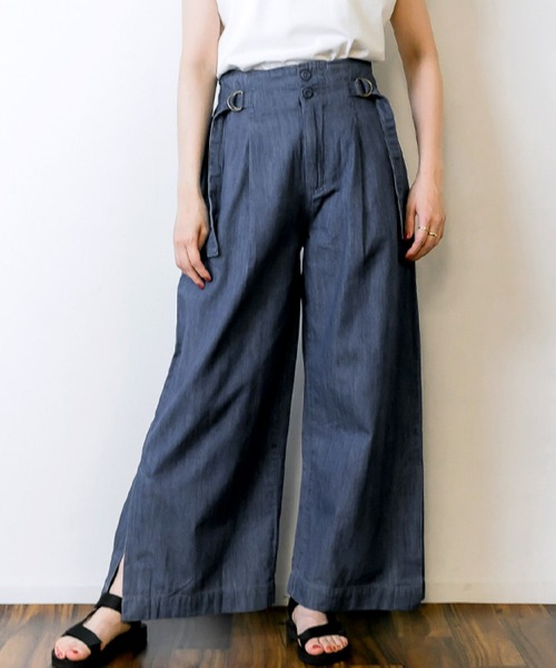 MARAI（マーライ）の「デニム裾ベンツワイドパンツ（デニムパンツ・レディース・ネイビー/ブルー・3L/L/LL/M/4L）」の10枚目の写真
