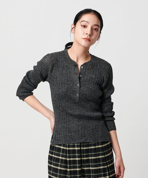 【極美品】DEVOA ヘンリーネックニット ヤク×アルパカ ブラウン 3 極美品】DEVOA ヘンリーネックニット ヤク×アルパカ ブラウン 3 極美品