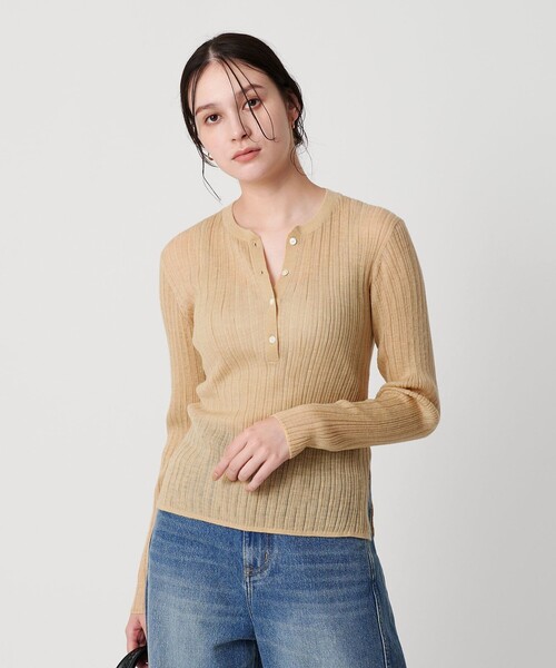 BEAUTY&YOUTH UNITED ARROWS(ビューティーアンドユースユナイテッドアローズ)の「アルパカブレンド ランダムリブ ヘンリーネックプルオーバー(ニット/セーター・レディース・ダークグレー/クリーム/オリーブ・FREE)」の11枚目の写真