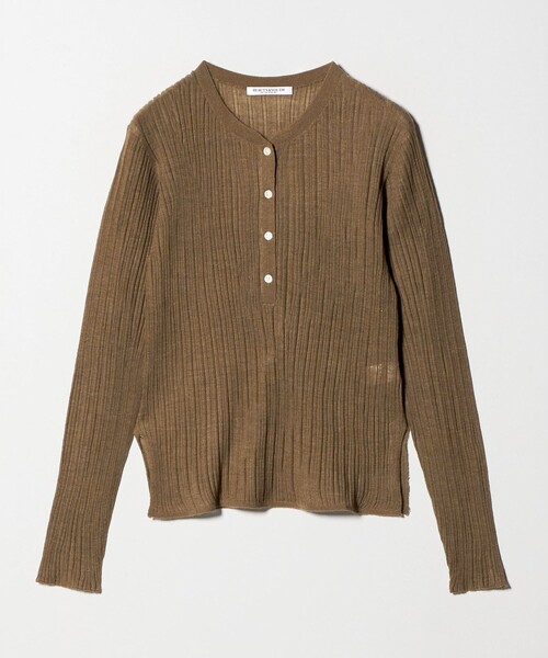 セール】アルパカブレンド ランダムリブ ヘンリーネックプルオーバー