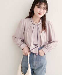 【WEB限定】配色ボウタイ２WAYブラウス