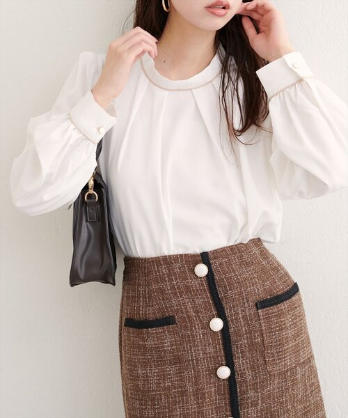 natural couture(ナチュラルクチュール)の「【WEB限定】配色ボウタイ2WAYブラウス(シャツ/ブラウス・レディース・ネイビー/チャコールグレー/オフホワイト/サックスブルー/ピンクベージュ/グレイッシュベージュ/その他1・FREE)」の10枚目の写真