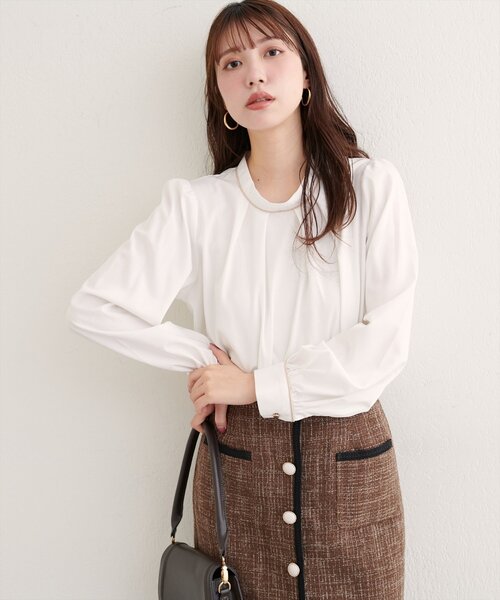 natural couture(ナチュラルクチュール)の「【WEB限定】配色ボウタイ2WAYブラウス(シャツ/ブラウス・レディース・ネイビー/チャコールグレー/オフホワイト/サックスブルー/ピンクベージュ/グレイッシュベージュ/その他1・FREE)」の16枚目の写真