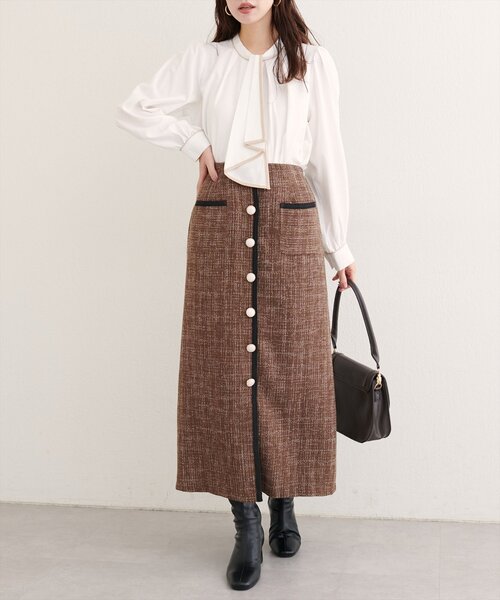 natural couture(ナチュラルクチュール)の「【WEB限定】配色ボウタイ2WAYブラウス(シャツ/ブラウス・レディース・ネイビー/チャコールグレー/オフホワイト/サックスブルー/ピンクベージュ/グレイッシュベージュ/その他1・FREE)」の17枚目の写真