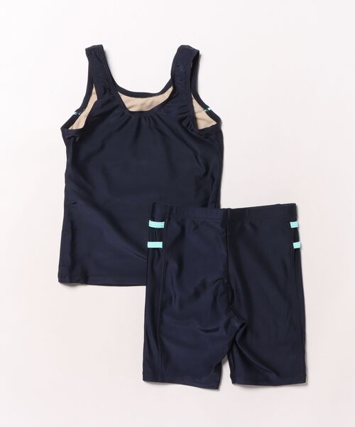 OP/RUSTY（オーピー/ラスティー）の「【ノーブランド】スクール水着 キッズ タンキニ水着 セパレート めくれ防止 スイミング  日焼け対策 UVカット ストレッチ素材（水着・キッズ・ネイビー/サックスブルー/ネイビー×ホワイト/ブラック×パープル・130/140/150/160/170）」の14枚目の写真