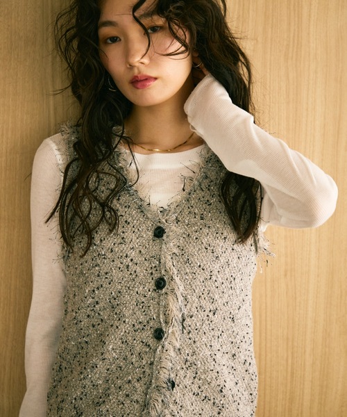 Tweed nep melange knit set / ツイードネップメランジニットセット