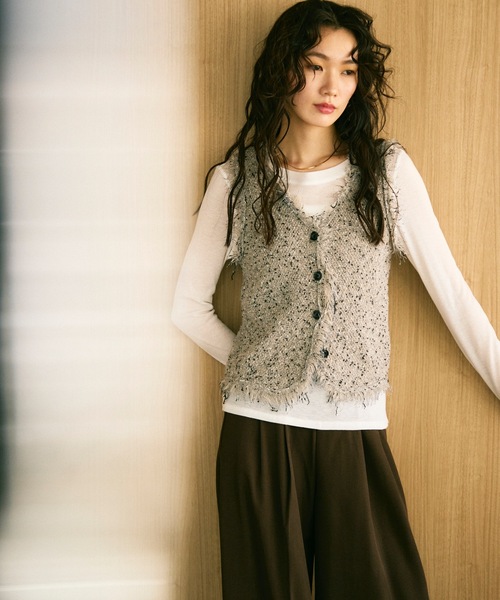 Tweed nep melange knit set / ツイードネップメランジニットセット