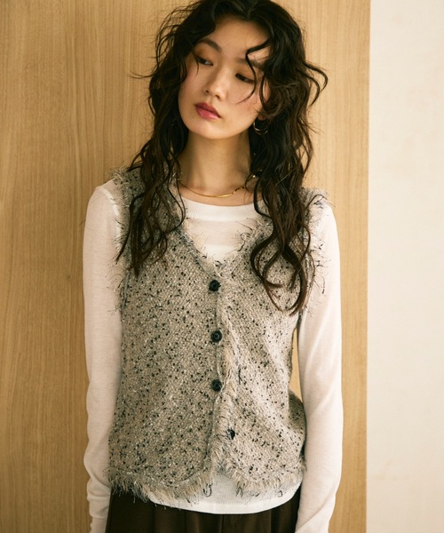 Tweed nep melange knit set / ツイードネップメランジニットセット