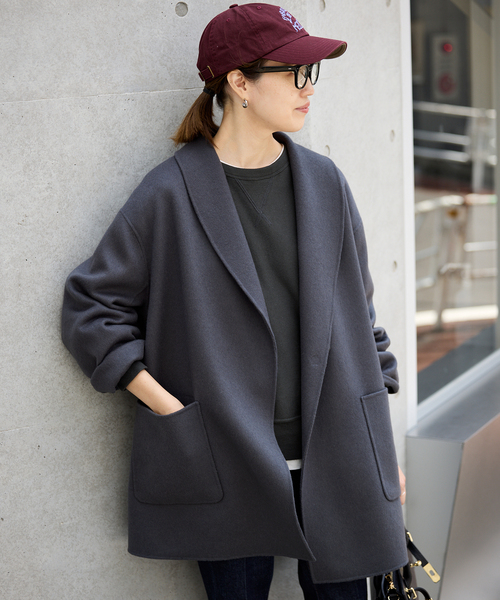 SLOBE IENA（スローブイエナ）の「《WEB限定/追加》SUPER140 ダブルフェイスベルテッドコート（その他アウター・レディース・チャコールグレー・FREE）」の11枚目の写真