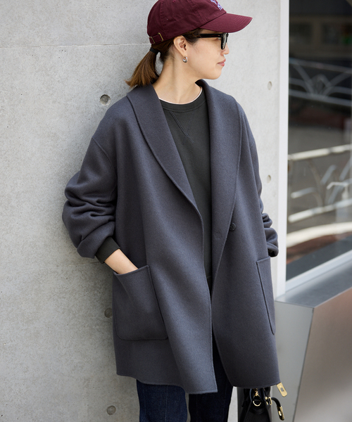 SLOBE IENA（スローブイエナ）の「《WEB限定/追加》SUPER140 ダブルフェイスベルテッドコート（その他アウター・レディース・チャコールグレー・FREE）」の12枚目の写真