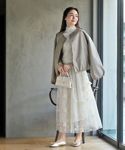 rps（アールピーエス）の「合皮ノーカラーバルーン袖ブルゾン（ブルゾン・レディース・ブラック/グレイッシュベージュ/ダークブラウン・フリー）」の11枚目の写真