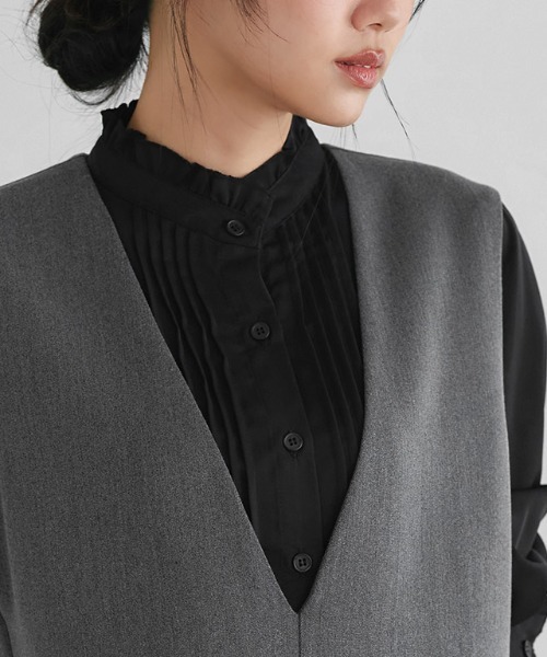 Pierrot（ピエロ）の「Vネックフレアヘムオールインワン（つなぎ/オールインワン・レディース・ブラック/チャコール・L/M/PM）」の13枚目の写真