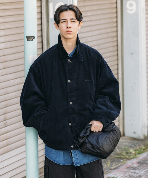 ジャケット　ネイビー　短丈　コーデュロイ　ワークジャケット セール】NAUTICA/ノーティカ 中綿 ストーンバイオ加工 コーデュロイ
