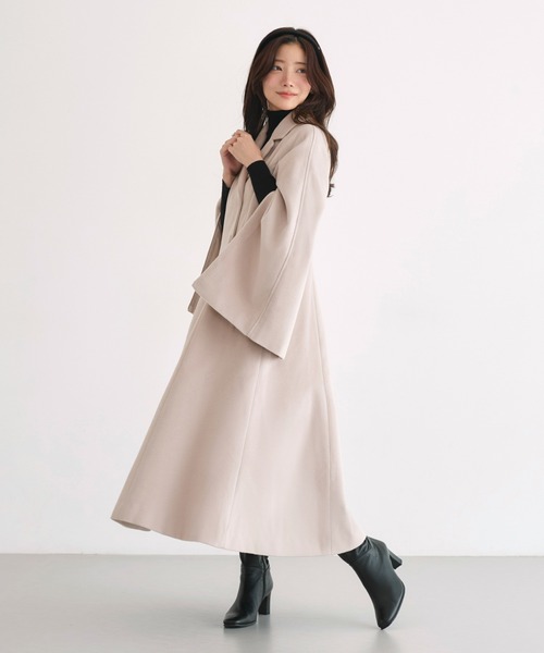 RUIRUE BOUTIQUE（ルイルエブティック）の「2WAY ケープスリーブ チェスターコート ｜ アウター / ウールコート / コート / ロングコート（チェスターコート・レディース・ブラウン/グレイッシュベージュ/ブラック/チャコールグレー・L/M）」の16枚目の写真