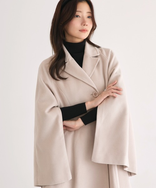 RUIRUE BOUTIQUE（ルイルエブティック）の「2WAY ケープスリーブ チェスターコート ｜ アウター / ウールコート / コート / ロングコート（チェスターコート・レディース・ブラウン/グレイッシュベージュ/ブラック/チャコールグレー・L/M）」の17枚目の写真