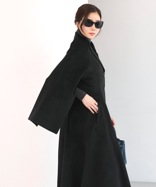 RUIRUE BOUTIQUE（ルイルエブティック）の「2WAY ケープスリーブ チェスターコート ｜ アウター / ウールコート / コート / ロングコート（チェスターコート・レディース・ブラウン/グレイッシュベージュ/ブラック/チャコールグレー・L/M）」の11枚目の写真