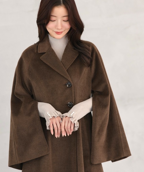 RUIRUE BOUTIQUE（ルイルエブティック）の「2WAY ケープスリーブ チェスターコート ｜ アウター / ウールコート / コート / ロングコート（チェスターコート・レディース・ブラウン/グレイッシュベージュ/ブラック/チャコールグレー・L/M）」の22枚目の写真