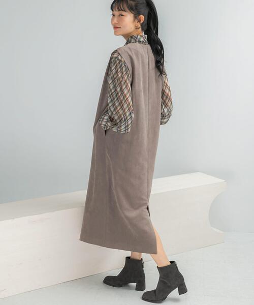 URBAN RESEARCH ROSSO WOMEN（アーバンリサーチ　ロッソ）の「フロントファスナーレイヤードワンピース（ワンピース・レディース・モカ/ネイビー・FREE）」の3枚目の写真