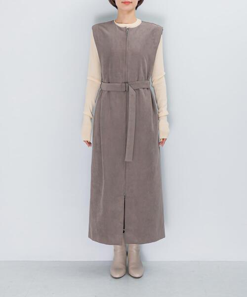 URBAN RESEARCH ROSSO WOMEN（アーバンリサーチ　ロッソ）の「フロントファスナーレイヤードワンピース（ワンピース・レディース・モカ/ネイビー・FREE）」の10枚目の写真