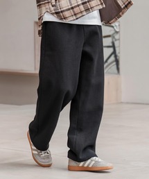 mp14283-Back Shaggy Boa Bonding Waffle Wide Straight Pants ワイドストレートパンツ(A57525cmb)