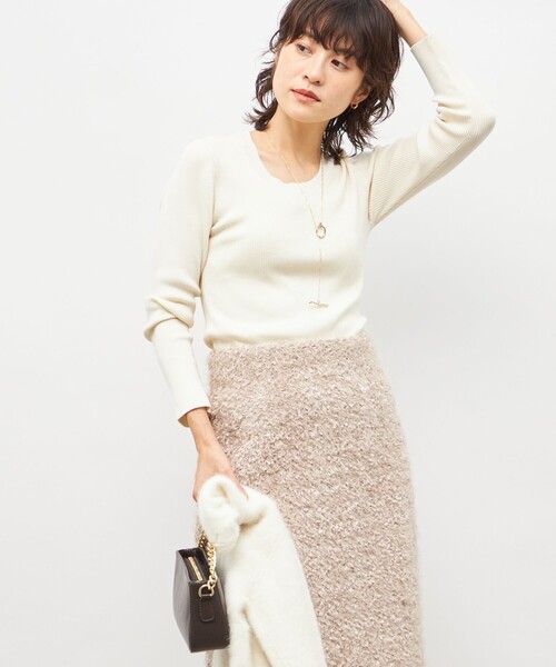 NOLLEY’S Sophi（ノーリーズソフィ）の「《アンサンブル対応》《手洗い可能》カシミヤ混リブUネックプルオーバー（ニット/セーター・レディース・アイボリー/イエロー/サックスブルー/ブラック・36/38）」の16枚目の写真