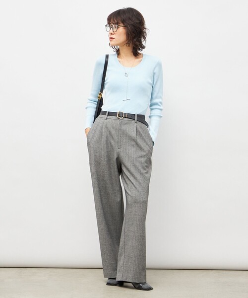 NOLLEY’S Sophi（ノーリーズソフィ）の「《アンサンブル対応》《手洗い可能》カシミヤ混リブUネックプルオーバー（ニット/セーター・レディース・アイボリー/イエロー/サックスブルー/ブラック・36/38）」の20枚目の写真