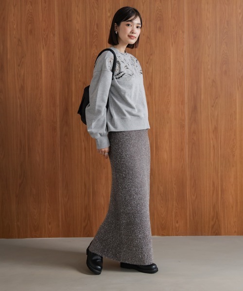 Bou Jeloud(ブージュルード)の「フィルムラメニットタイトスカート(スカート・レディース・グレー/ブラック/アイボリー・FREE)」の18枚目の写真