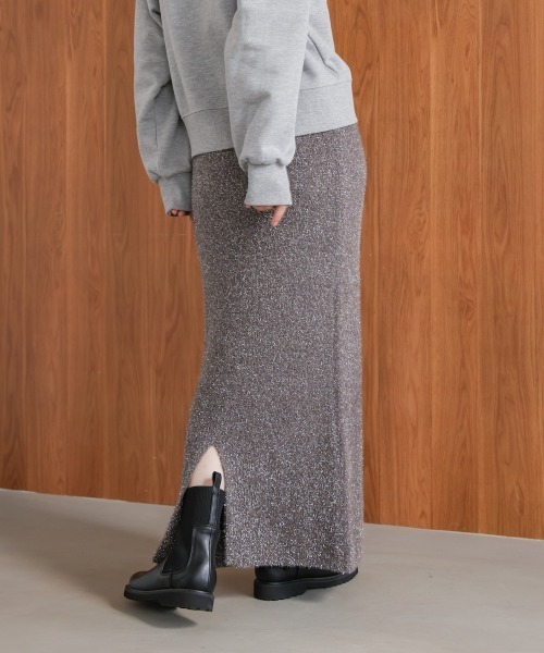 Bou Jeloud(ブージュルード)の「フィルムラメニットタイトスカート(スカート・レディース・グレー/ブラック/アイボリー・FREE)」の20枚目の写真