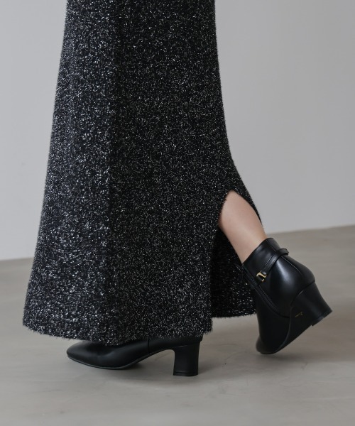 Bou Jeloud(ブージュルード)の「フィルムラメニットタイトスカート(スカート・レディース・グレー/ブラック/アイボリー・FREE)」の5枚目の写真