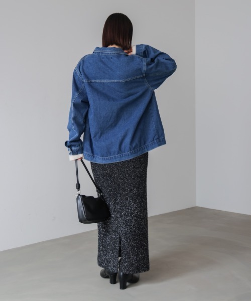 Bou Jeloud(ブージュルード)の「フィルムラメニットタイトスカート(スカート・レディース・グレー/ブラック/アイボリー・FREE)」の7枚目の写真