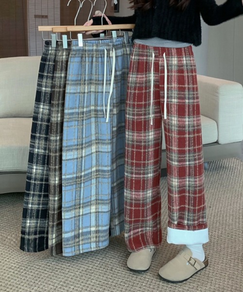2ly2(トゥーリートゥー)の「裏起毛であったか!チェック柄ワイドパンツ(その他パンツ・レディース・レッド/ブラウン/ネイビー/ブルー・FREE)」の17枚目の写真