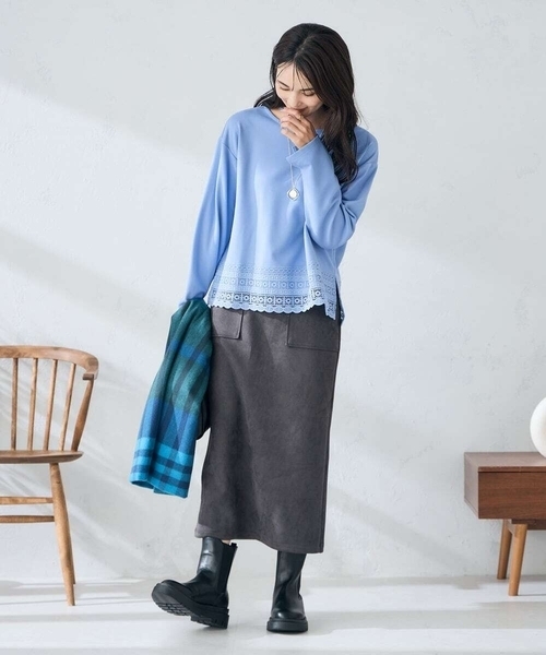 a.v.v（アーヴェヴェ）の「チェック柄シアバターストール（マフラー・レディース・レッド/ライトグレー/ネイビー・38）」の12枚目の写真